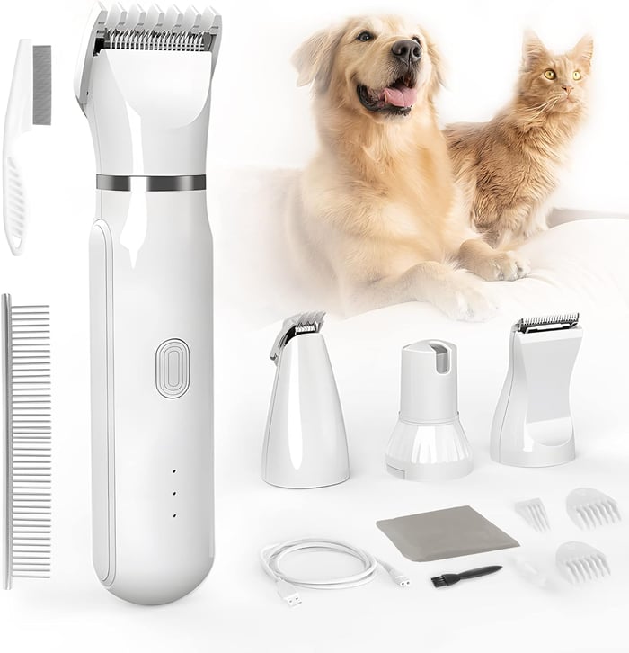 Petstyle Plus 4 in 1 Electric Clippers with 4 Interchangeable Blades